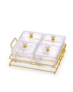 Elaborate Square Dip Bowls - 4 Bowls