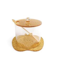 Clear and Glittery Combination Lucite Honey Dish with Spoon