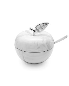 White Marble Honey Dish (Silver)