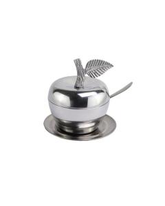 Aluminum Apple-Shaped Honey Dish with  Coordinating Spoon and Dish
