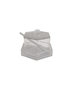 Lucite Hexagon Honey Dish with Base (Silver)