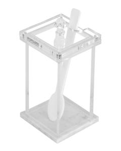 Lucite Square Honey Dish with White Marble Base