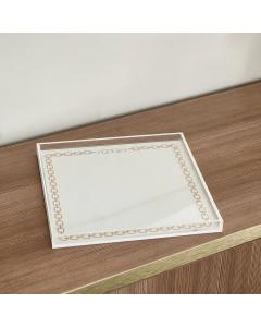 Chain Design Lucite and Leatherette Havdalah Tray - Gold