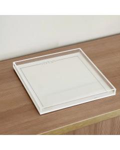 Lucite & Leatherette Havdallah Tray - Silver