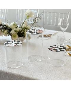 Lucite Cookie Jars with Black Chic Checkered Lids - Large