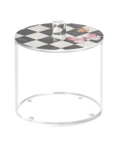 Lucite Cookie Jars with Black Chic Checkered Lids - Small