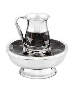 Mayim Achronim set with Ebony & Gold Pattern Design