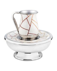 Mayim Achronim set with White Pattern Design