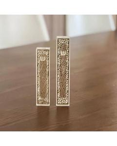 Lucite & Laser Cut Mezuzah Case - Mesh - Small (Gold)