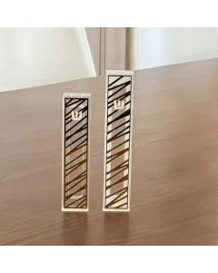 Lucite & Laser Cut Mezuzah Case - Striped - Small (Gold)