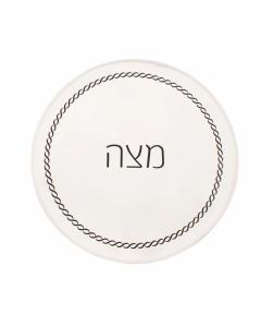 Braided Design Embroidered Matzah Cover - Black