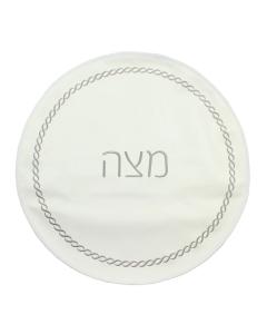 Braided Design Embroidered Matzah Cover - Silver
