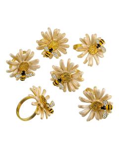 Bee Metal Napkin Rings - Ivory & Gold