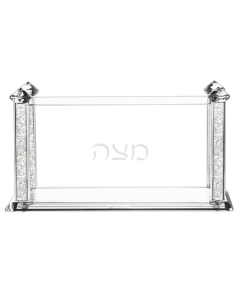 Crystal Square Matzah Box with Decorative Crystals - Clear