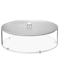 Lucite Matzah Box with Leatherette Cover - Silver