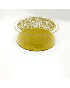 Lucite Matzah Box Gold Floral Design
