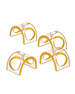 Napkin Rings with Slots For Place Cards - Clear & Gold