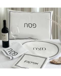 Seder Set Braided Design with Towel - Black