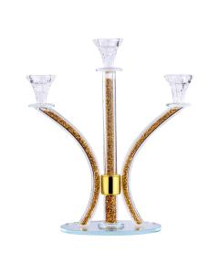Crystal Candelabra 3 Arm Gold Inner Stones