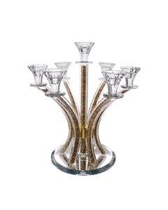 Crystal Candelabra Round Design 7 Arm Gold Inner Stones