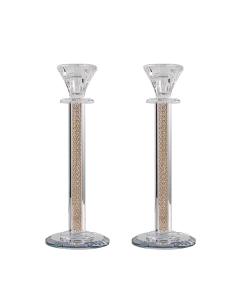 Crystal Candlesticks with Gold Inner Net Diamond Design