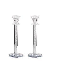 Crystal Candlesticks with Silver Inner Net Diamond Design