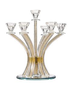 Crystal Candelabra with Gold Inner Net Design 7 Arms