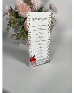 Lucite Simanim Cards Honeycomb Design  - Hebrew Headings (Black)