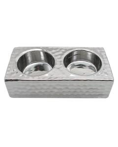 Double Tealight Holder - Hammered Design