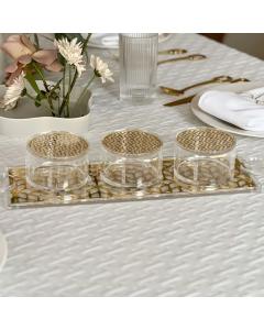 Lucite and Laser Cut Look Dip Bowls & Tray
