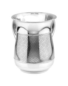 Stainless Steel Wash Cup with Cross Hatch Pattern - Silver