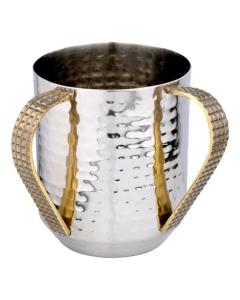 Steel Hammered Wash Cup with Round Decorative Handles