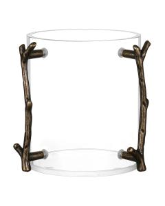 Lucite Wash Cup with Brass Branch Handle