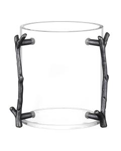Lucite Wash Cup with Gun Metal Branch Handle