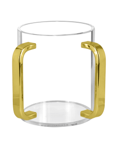 Lucite Wash Cup with Mirrored Gold Handles