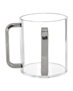 Lucite Wash Cup with Mirrored Silver Handles