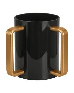 Lucite Wash Cup Black with Gold Handles