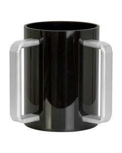 Lucite Wash Cup Black with Silver Handles