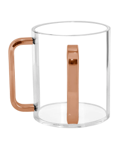 Lucite Wash Cup with Mirrored Rose Gold Handles