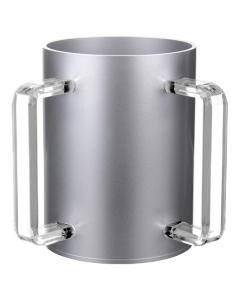 Lucite Wash Cup Silver With Clear Handle