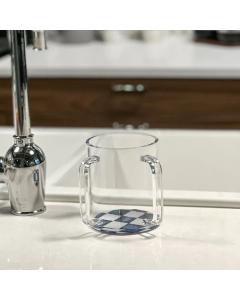 Lucite Wash Cup with Black Checkered Painted Base