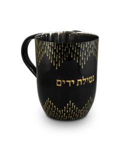 Black Wash Cup with Drizzle Design - Gold