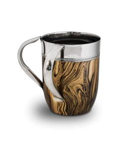 Stainless Steel Wash Cup with Black and Gold Marble Design