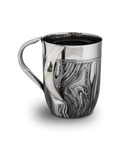 Stainless Steel Wash Cup with Black and Silver Marble Design