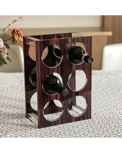 Lucite Wood Look Wine Holder - 6 Holes