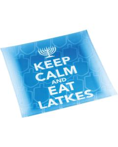 Keep-Calm Latke Platter, Blue