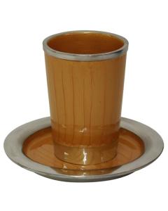 Kiddush Cup Nickel/Ename Gold with Saucer