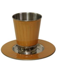 Kiddush Cup Nickel/Enamel Gold with Saucer