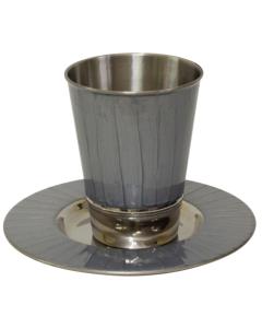 Kiddush Cup Nickel/Enamel Light Grey with Saucer