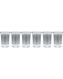 Set Of 6 River Kiddush Cups-Silver Glass